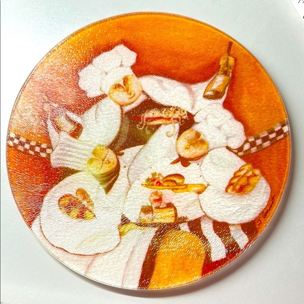 Fat Chef-Themed glass trivet, 8” and luncheon napkins